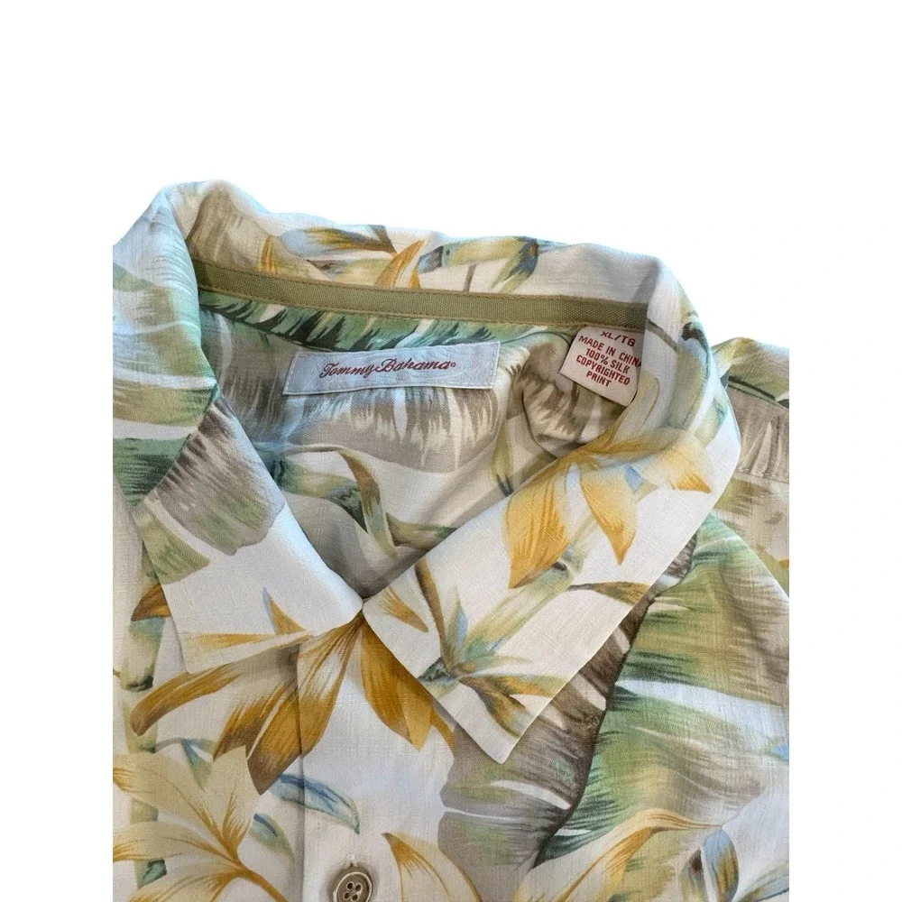 Tommy Bahama Silk Floral Tropical Yellow Button‎ Down Resort XL